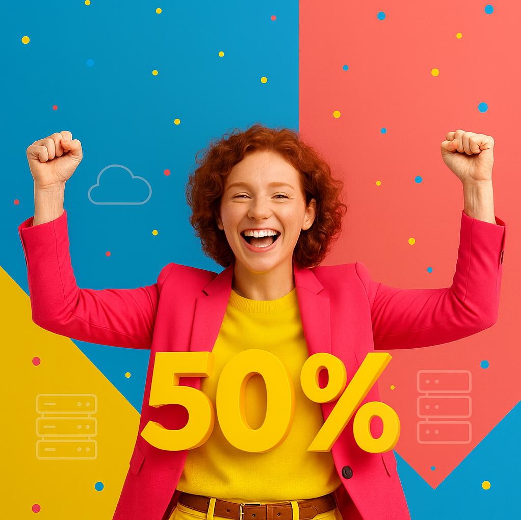 50% korting op je eerste jaar hosting!